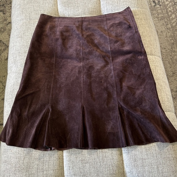 BROWN LEATHER KAREN KANE SKIRT 8 - Picture 2 of 15
